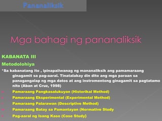 <ul><li>KABANATA III </li></ul><ul><li>Metodolohiya </li></ul><ul><li>*Sa kabanatang ito , ipinapaliwanag ng mananaliksik ...