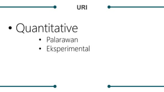 URI
• Quantitative
• Palarawan
• Eksperimental
 