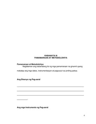 PANANALIKSIK TEMplate for senior high school | DOCX