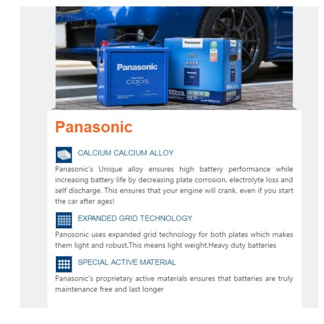 Panasonic car batteries