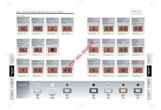 44 45
Plate : 70×120mm
Box : 51×102mm
Fixing Center : 83.5mm
DIMENSIONS of Applicable Box
Dimmer Switches
Socket Outlets
Accessories
WE2731-8H X 2
TV Socket F Type
Combination Model number
WEGP4729830
Universal Grounding Socket with
Shutter 16AX 250V
1Way Switch 16AX 250V
WEG11817H
WEG55317
Combination Model number
WEG12703
3Wire Grounding Socket 15A 127V
WEG11517H
WNG55317
Combination Model number
WEG12092
3Wire Grounding Socket Outlet
15A 127V
WNG1101-791H
Combination Model number
WNGP1619600
Combination Model number
WNGP1629600
WZB7841 WZB7842
TV Socket F Type
WE2731-8H
Combination Model number
WEGP4719450
220V 500W Dimmer
WEG57515-PH
Combination Model number
WEGP5716350
3Wire Grounding Socket
with Shutter 15A 127V
WEG11517H
3Wire Grounding Socket
with Shutter 15A 127V
WEG15527H
3Wire Grounding Socket Outlet
15A 127V
WNG1101-791H X 2
WZG1121H-7-P
Combination Model number
WZP1121-7
3Wire Grounding German Socket
(Non SASO Standard) 16A 250V
Combination Model number
WEG11091
Combination Model number
WEG12082
Telephone Socket 6P4C
WEG2364H
Combination Model number
WEGP4519940
WEG6801
Telephone Socket 6P4C
WEG2364H X 2
Combination Model number
WEGP4529940
WEG6802
TV Socket DIN Type
WEG2501-PH
Combination Model number
WEGP4719830
WEG6801
TV Socket DIN Type
WEG2501-PH X 2
Combination Model number
WEGP4729830
WEG6802
WEG68029 WEG6803-P（Plate） -P（Plate）
WZ1817 -P（Plate）
WEG6803 -P（Plate）
WEG6803 -P（Plate）
-P（Plate） -P（Plate） -P（Plate） -P（Plate） WEG6801 -P（Plate）
1-Gang Center 2-Device 1-Gang 3-Device 1-Gang 1-Device 1-Gang 2-Device
1-Gang 3-Device
1-Gang 3-Device
F U L L - C O L O R W I D E S E R I E S R e f i n a A - T Y P E
-P（Plate） -P（Plate）
WEG6801 -P（Plate）
Telephone Socket 6P4C
TV Socket F Type 1-Gang 2-Device
1-Gang 2-Device
1-Gang 1-Device
WEG2364H
Combination Model number
WEGP4729450
WE2731-8H
WEG6802 -P（Plate）
WEG6802 -P（Plate）
Telephone Socket 6P4C
WEG2364H
Combination Model number
WEGP4529649
WEG24886H-P
Cat 6 Outlet
1-Gang 2-Device
WEG6802 -P（Plate）
FULL-COLORWIDESERIESFULL-COLORWIDESERIES
A-TYPEA-TYPE
FULL-COLORWIDESERIESFULL-COLORWIDESERIES
RefinaA-TYPERefinaA-TYPE
FULL-COLORWIDESERIESFULL-COLORWIDESERIES
A-TYPEA-TYPE
FULL-COLORSERIESFULL-COLORSERIES
A-TYPEA-TYPE
FULL-COLORSERIESFULL-COLORSERIES
A-TYPEA-TYPE
FULL-COLORWIDESERIESFULL-COLORWIDESERIES
RefinaA-TYPERefinaA-TYPE
Metallic
White
Metallic Pearl
White
M W M W Z
Variety of Colors
Metallic
Gray
M H
Metallic
Black
M B
Metallic Dark
Brown
M A
Metallic
Gold
M Y
Metallic
Brown
M F
1Way Switch 16AX 250V
1-Gang 1-Device
1-Gang 1-Device 1-Gang 1-Device1-Gang 2-Device 1-Gang 2-Device
HARMONYHARMONY
BS-TYPEBS-TYPE
HARMONYHARMONY
BS-TYPEBS-TYPE
WEG2364H
Telephone Socket 6P4C
TV Socket DIN Type
Combination Model number
WEGP4529942
WEG6802 -P（Plate）
WEG68029 -P（Plate）
127V 400W Dimmer
WEG57514H
Combination Model number
WEGP5719140
WEG68029 -P（Plate）
500W Low Voltage Dimmer
1-Gang 1-Device1-Gang 1-Device 1-Gang Center 2-Device
WEG578153H
Combination Model number
WEGP5726350
WEG68029 -P（Plate）
220V 800W Dimmer
1-Gang 1-Device
WEG575181H
Combination Model number
WEGP5716380
WEG2501-PH
Cat 6 Outlet
1-Gang 2-Device
WEG24886H-P X 2
Combination Model number
WEGP4529680
WEG6802 -P（Plate）
Cat 6 Outlet
1-Gang 1-Device
WEG24886H-P
Combination Model number
WEGP4519680
WEG6801 -P（Plate）
1-Gang 2-Device
Cat 5E Outlet
WEG2488H-P
WEG6801
Combination Model number
WEGP4519980
-P（Plate）
1-Gang 1-Device
LATIF
056
4848805
 