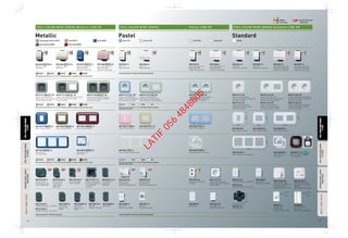 64 65
FFULLULL-COLORWIDESERIESCOLORWIDESERIES
forHOTELforHOTEL
FULLULL-COLORWIDESERIESCOLORWIDESERIES
C-TYPETYPE
FULLULL-COLORWIDESERIESCOLORWIDESERIES
forHOTELforHOTEL
FULLULL-COLORWIDESERIESCOLORWIDESERIES
C-TYPETYPE
MULTIGANGULTIGANGPLATEATE
WEATHERERPROOFCOVECOVER/
DOORCHCHIME
MULTIGANGULTIGANGPLATEATE
WEATHERERPROOFCOVECOVER/
DOORCHCHIME
Champagne Silver (MYX) Blue (TL) Green (TG) Pink (TN) Cream (F) White
Dark Brown (MAE)
Gold (MYZ) Blue (MDZ)
Wine Red (MRE)
F U L L - C O L O R W I D E S E R I E S M e t a l l i c L I N E U P F U L L - C O L O R W I D E S E R I E S S t a n d a r d L I N E U PF U L L - C O L O R W I D E S E R I E S P a s t e l L I N E U P
Switch "C" 3Way
16AX 250V
WEJ5532 -8M Y X
Switch "C"
3Way 16AX 250V
WEJ5532-8
Switch "C"
3Way 16AX 250V
WEJ5542-8
Illuminated Switch "C"
3Way 16AX 250V
(Indicator Lamp:220V)
WEJ5572-8
Switch "B"
Single Pole 16AX 250V
WEJ5441-8
Switch "B"
Single Pole 16AX 250V
WEJ5531-8
Illuminated Switch "B"
Single Pole 16AX 250V
(Indicator Lamp:220V)
WEJ5581-8
Illuminated Switch "B"
Single Pole 16AX 250V
(Indicator Lamp:220V)
WEJ5571-8
Illuminated Switch "C"
3Way 16AX 250V
(Indicator Lamp:220V)
WEJ5582-8
Tamper-Proof Round Pin
Socket Outlet with Grounding
(CP) with Plate 16A 250V
WEJP1121 -78M Y X
Tamper-Proof Round Pin Socket Outlet
with Grounding (CP) with Plate
2-Gang 16A 250V
WEJP11212 -78M Y Z
Tamper-Proof Round Pin Duplex
Socket Outlet with Grounding (CP)
with Plate 16A 250V
WEJP11222 -78M Y Z
Tamper-Proof Round Pin
Socket Outlet with Grounding
(CP) with Plate 16A 250V
WEJP1121 -78T L
Plate 1-Gang 1-Device
WEJ78019 -8T N
Plate 1-Gang 2-Device
WEJ78029 -8F
Plate 2-Gang 4-Device
WEJ78049 -8T L
Plate 1-Gang 1-Device
WEJ78019W
Plate 1-Gang 2-Device
WEJ78029W-8
Plate 2-Gang 4-Device
WEJ78049W-8
Tamper-Proof Round Pin
Socket Outlet with Grounding
(CP) with Plate 2-Gang 16A 250V
WEJP11212 -78T G
Tamper-Proof Round Pin Duplex
Socket Outlet with Grounding
(CP) with Plate 16A 250V
WEJP11222 -78T G
Tamper-Proof Round Pin
Socket Outlet with Grounding (CP)
with Plate 16A 250V
WEJP1121-78
Tamper-Proof Round Pin
Socket Outlet with Grounding
with Plate 16A 250V
WEJP1131-78
Tamper-Proof Round Pin
Socket Outlet with Grounding (CP)
with Plate 2-Gang 16A 250V
WEJP11212-78
Tamper-Proof Round Pin
Socket Outlet with Grounding
with Plate 2-Gang 16A 250V
WEJP11312-78
Tamper-Proof Round Pin Duplex
Socket Outlet with Grounding (CP)
with Plate 16A 250V
WEJP11222-78
Tamper-Proof Round Pin Duplex
Socket Outlet with Grounding
with Plate 16A 250V
WEJP11322-78
Switch "C" 3Way
16AX 250V
WEJ5542 -8M Y Z
Illuminated Switch "C"
3Way 16AX 250V
(Indicator Lamp:220V)
WEJ5582 -8M A E
Illuminated Switch "C"
3Way 16AX 250V
(Indicator Lamp:220V)
WEJ5572 -8M D Z
Plate 1-Gang 1-Device
WEJ78019 -8M D Z
Plate 1-Gang 2-Device
WEJ78029 -8M A E
Plate 2-Gang 4-Device
WEJ78049 -8M R E
Plate 3-Gang
for Socket Outlet
WEJ7823 -8M D Z
Dimmer Switch
(Incandescent Light
Control) 800W 220V
WEJ57518H-8
Dimmer Switch
(Incandescent
Light Control) 800W 220V
WEJ57518-8
Universal Socket Outlet
16A 250V
WEJ10919-8
Tamper-Proof Round Pin
Socket Outlet with Grounding
(CP) 16A 250V
WEJ1121-78
Telephone Modular Jack (6P4C)
WEJ2164-8
Telephone Modular Jack (6P6C)
WEJ2166-8
CAT 5E Data
Modular Jack (8P8C)
WEJ2488-8
Socket Outlet 1-Gang
DP Switch with Indicator
with Plug 13A 250V
Applicable Box : BS-TYPE
WBJ1214W-38
Socket Outlet 1-Gang
DP Switch with Indicator
13A 250V
Applicable Box : BS-TYPE
WBJ1214W-8
Weather Proof
Push Button
for Door Chime 1A 220V
EGG331-8
Door Chime 220V
Two-Tone
Easy-To-Hear 82dB Chime
EBG888-8
Dimmer Switch
(Incandescent
Light Control) 500W 220V
WEJ57515-8
Dimmer Switch
(Incandescent
Light Control)
500W 220V
WEJ57515H-8
Universal Socket
Outlet 16A 250V
WEJ10919H-8
Tamper-Proof Round
Pin Socket Outlet with
Grounding (CP)
16A 250V
WEJ1121H-7-8
Push Button "B"
Single Pole
10AX 250V
WEJ5401H-7-8
Telephone Modular Jack (6P4C)
WEJ2164H-8
Telephone Modular Jack (6P6C)
WEJ2166H-8
CAT 5E Data
Modular Jack
(8P8C)
WEJ2488H-8
CAT 6 Data
Modular Jack (8P8C)
WEJ24886-8
DIN Type
Television Terminal
WEJ2501-8
Blank Chip
WEJ3020-8
Push Button “B”
Single Pole 10AX 250V
WEJ5401-78
Flash Wall Box
WEJ5911-8CAT 6 Data
Modular Jack
(8P8C)
WEJ24886H-8
DIN Type
Television Terminal
WEJ2501H-8
Blank Chip
WEJ3020H-8
Decorative Cover
with Frame
WEJ30029 -8M D Z
(MYX) (MYZ) (MDZ) (MAE) (MRE)
(MYX) (TL) (TG) (TN) (F)(MYZ) (MDZ) (MAE) (MRE)
The last three character in of Metallic product numbers show the item color.
These products for Pastel and Standard type plate.
The last two character in of Pastel product numbers
show the item color.
Plate 3-Gang for Socket Outlet
WEJ7823 -8T G
Decorative Cover with Frame
WEJ30029 -8T G
Plate 3-Gang for Socket Outlet
WEJ7823W-8
Decorative Cover
with Frame
WEJ30029W-8
Weather Proof
Cover Plate IP54
WEJ89911-8
(TL) (TG) (TN) (F)
The last two character in of Pastel product numbers
show the item color.
The last three character in of Metallic product numbers show the item color.
(MYX) (MYZ) (MDZ) (MAE) (MRE)
The last three character in of Metallic product numbers show the item color.
These products for metallic type plate. These products for Pastel and Standard type plate.
Quick Connect
Terminal
Global
Terminal
82mm
224mm
82mm
82mm
82mm82mm
153mm
82mm
45mm
66mm
121mm
75mm
30.5mm
164mm
99mm
43.5mm
Internal depth 43.5mm
60mm
Metallic Pastel Standard
LATIF
056
4848805
 