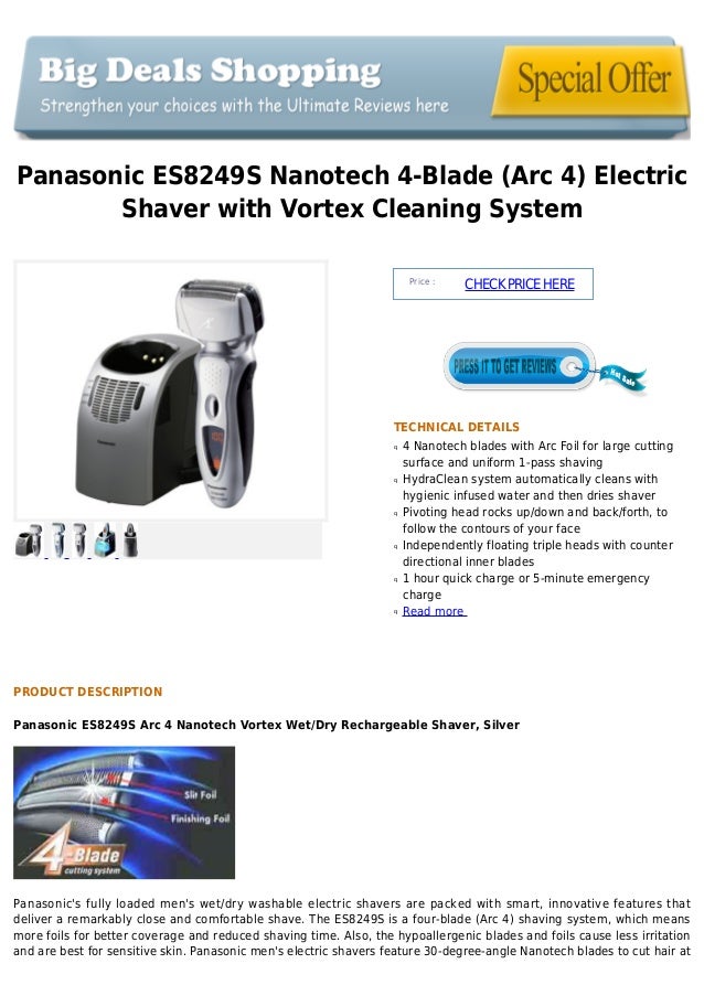 Panasonic es8249 s nanotech 4 blade (arc 4) electric shaver with vortex
