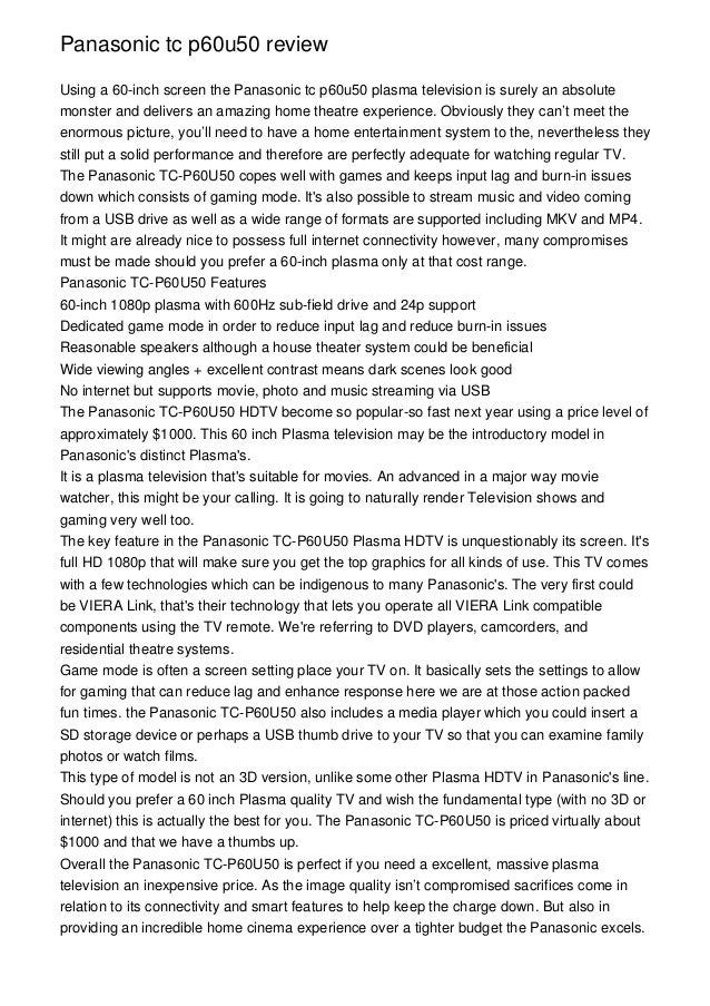 Panasonic tc p60u50 review