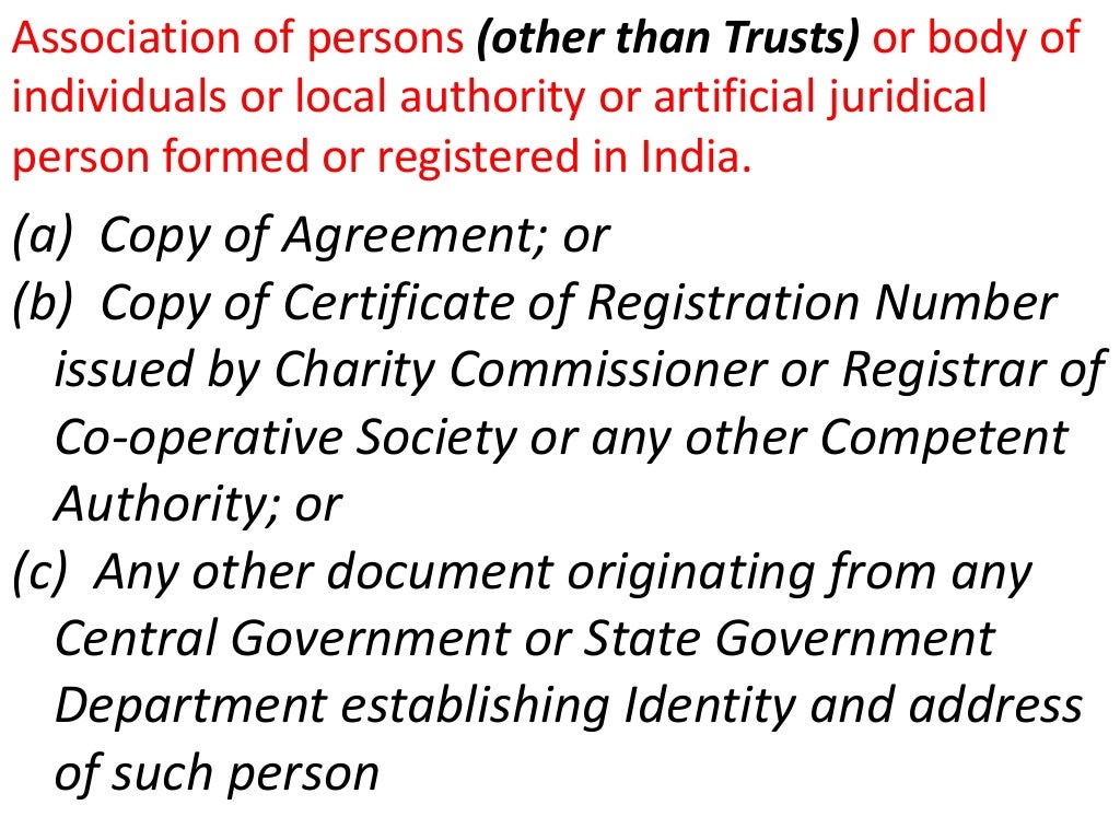 Pan card details (aop,boi,trusts,ajp,local authority)