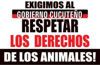 RESPETAR
LOS DERECHOS
EXIGIMOS AL
DE LOS ANIMALES!
GOBIERNOGOBIERNO CUCUTEÑOCUCUTEÑO
 