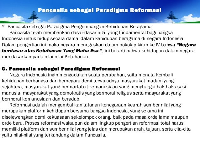 Pancasila Sebagai Paradigma Pembangunan