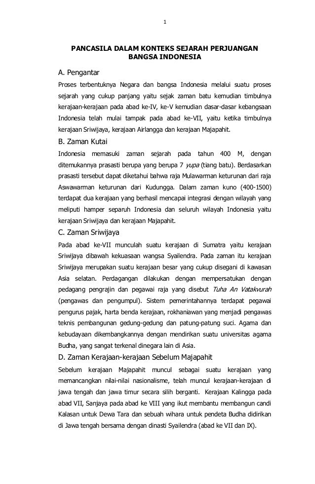Pancasila Dalam Konteks Sejarah Perjuangan Bangsa Indonesia Ade