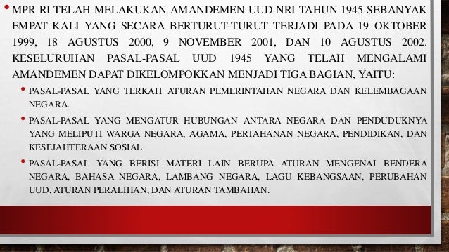 kejadian pasal 2 ayat 18 Penjabaran Pancasila dalam Pasal UUD 1945 dan Kebijakannya