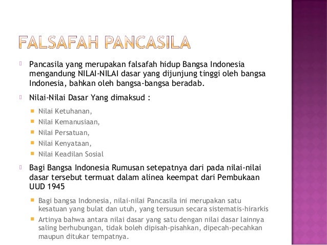Pancasila sebagai falsafah  hidup bangsa indonesia