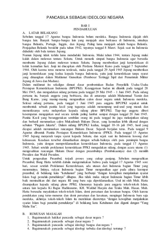 Pancasila Sebagai Ideologi Negara
