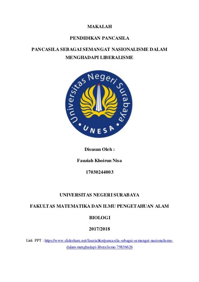 Makalah Pendidikan Pancasila Pancasila Sebagai Semangat Nasionalisme
