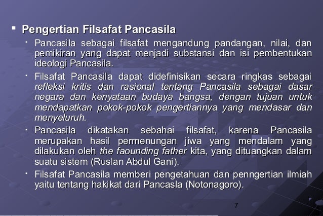 Pancasila sebagai sistem filsafat
