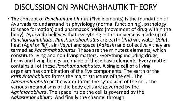 Pancha Mahabhuta PPT Dr. Sujit Kumar MD Kriya Sharira | PPTX