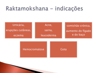 Urticária,              Acne,           comichão crónica,
erupções cutâneas,          sarna,      aumento do fígado
     eczema           leucoderma           e do baço




            Hemocromatose            Gota
 