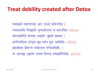 Treat debility created after Detox
10/14/2016 27Prof.Dr.R.R.Deshpande
 