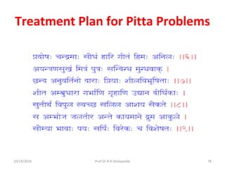 Treatment Plan for Pitta Problems
10/14/2016 78Prof.Dr.R.R.Deshpande
 