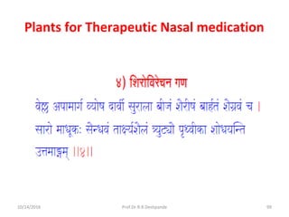Plants for Therapeutic Nasal medication
10/14/2016 99Prof.Dr.R.R.Deshpande
 