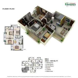 HIG-I
                                                                                                                              AREA : 1400 SQ. FT
                                                                                                                              • 3 Bedrooms
                                                                                                                              • Living Room
                                                                                                                              • Dining Room
                                                                                                                              • Kitchen
                                                                                                                              • 2 Toilets
                                                                                                                              • 4 Balconies


All specifications, design layouts, conditions etc. are only indicative and some of these can be changed at the discretion of the builder. They are purely conceptual and not a legal offering. 1 sq.mt.=10.764 sq.ft.
 