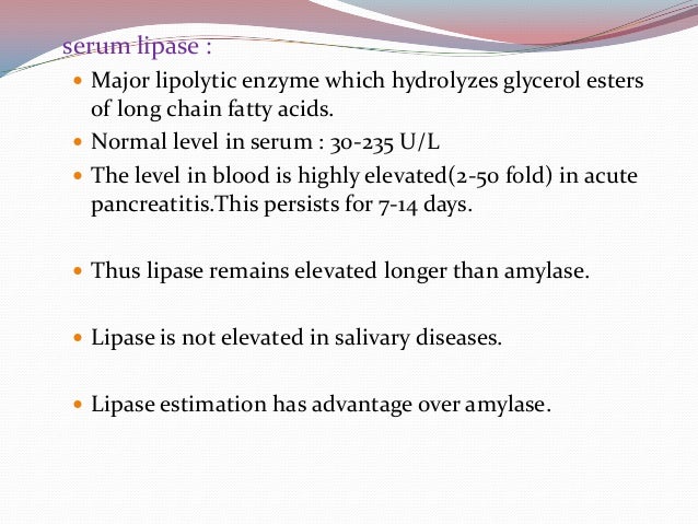 What are normal levels for amylase and lipase?