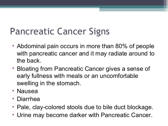 What signs of pain are consistent with pancreatic problems?