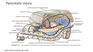 Pancreatic injury
Snell’s clinical anatomy pg no 159
 
