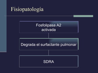 Fisiopatología Fosfolipasa A2 activada Degrada el surfactante pulmonar SDRA 