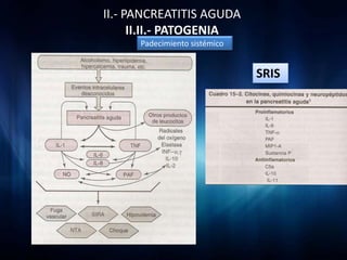 II.- PANCREATITIS AGUDA
      II.II.- PATOGENIA
      Padecimiento sistémico


                               SRIS
 