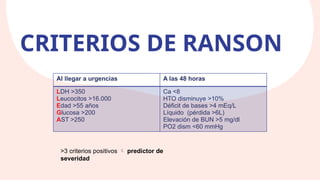 Pancreatitis aguda abordaje clinico en la medicina | PPTX