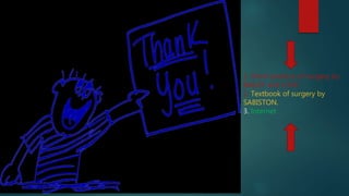 1. Short practice of surgery by
BAILEY and LOVE.
2. Textbook of surgery by
SABISTON.
3. Internet
 