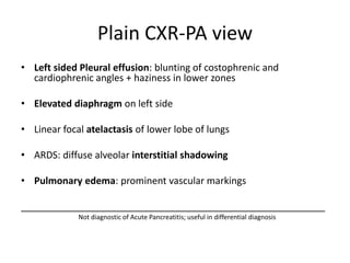 Plain CXR-PA view
• Left sided Pleural effusion: blunting of costophrenic and
cardiophrenic angles + haziness in lower zon...
