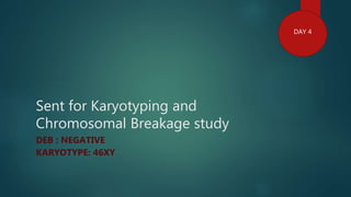 Sent for Karyotyping and
Chromosomal Breakage study
DEB : NEGATIVE
KARYOTYPE: 46XY
DAY 4
 
