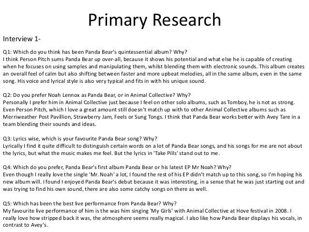 Panda Bear Primary Research