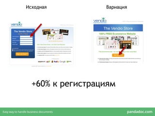 Исходная Вариация
+60% к регистрациям
 