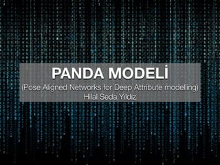 PANDA MODELİ
(Pose Aligned Networks for Deep Attribute modelling)
Hilal Seda Yıldız
 