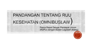 Pasca Rapat Dengar Pendapat Umum
(RDPU) dengan Badan Legislatif (Baleg)
 
