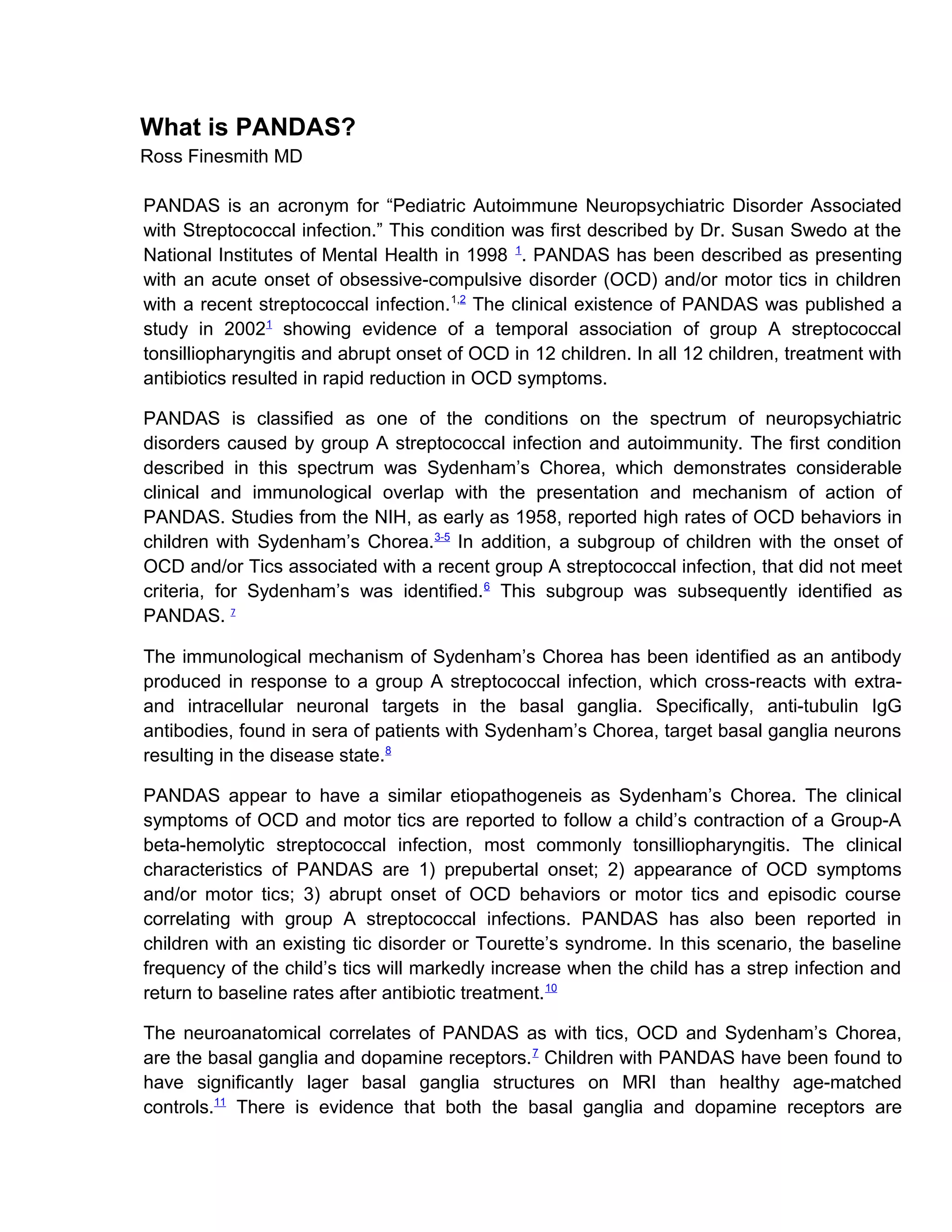 Pandas Pediatric Pediatric Autoimmune Neuropsychiatric Disorders