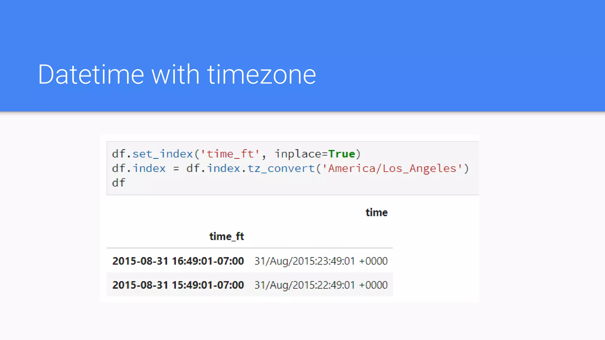 Datetime with timezone
 