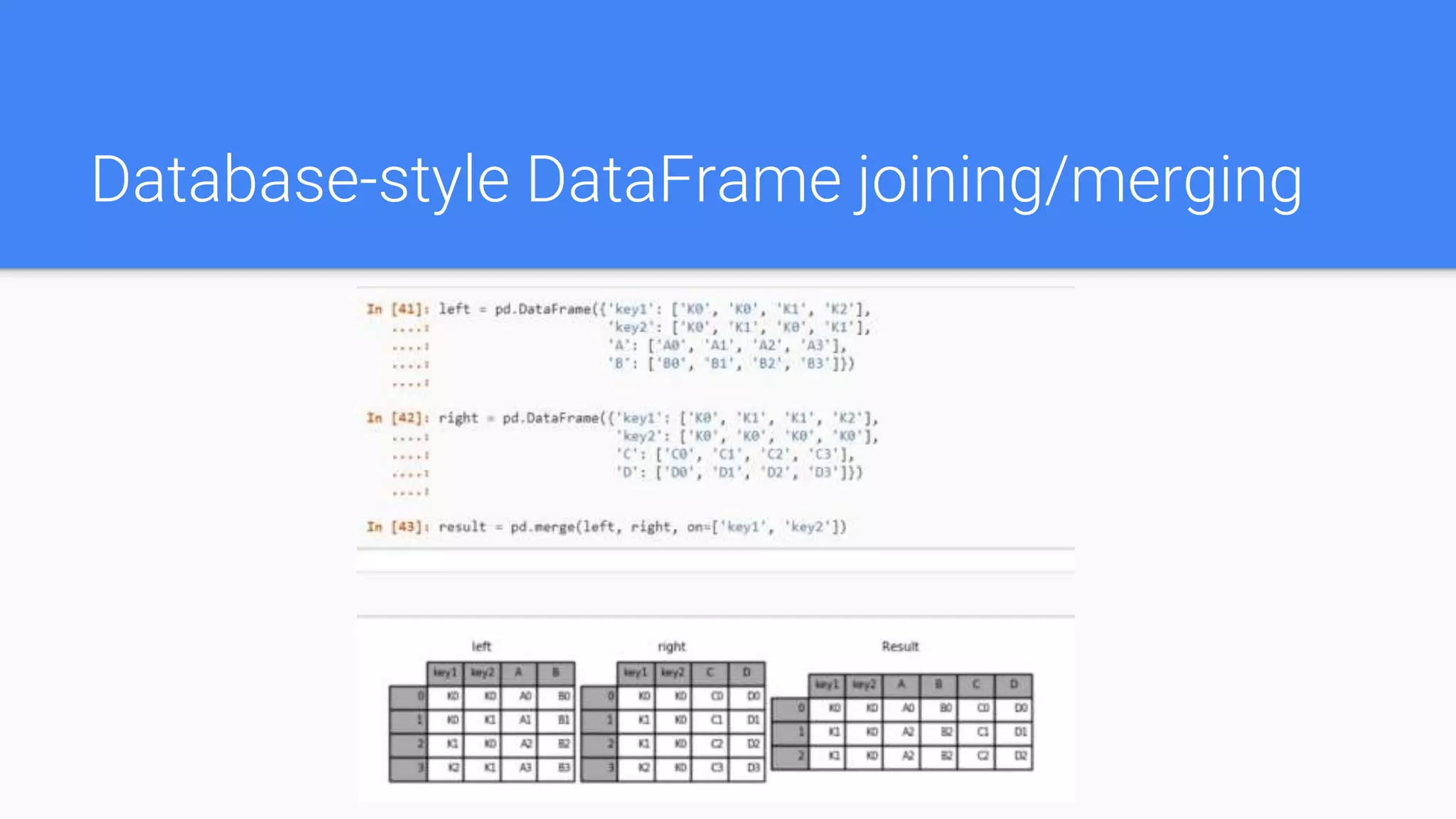 Database-style DataFrame joining/merging
 
