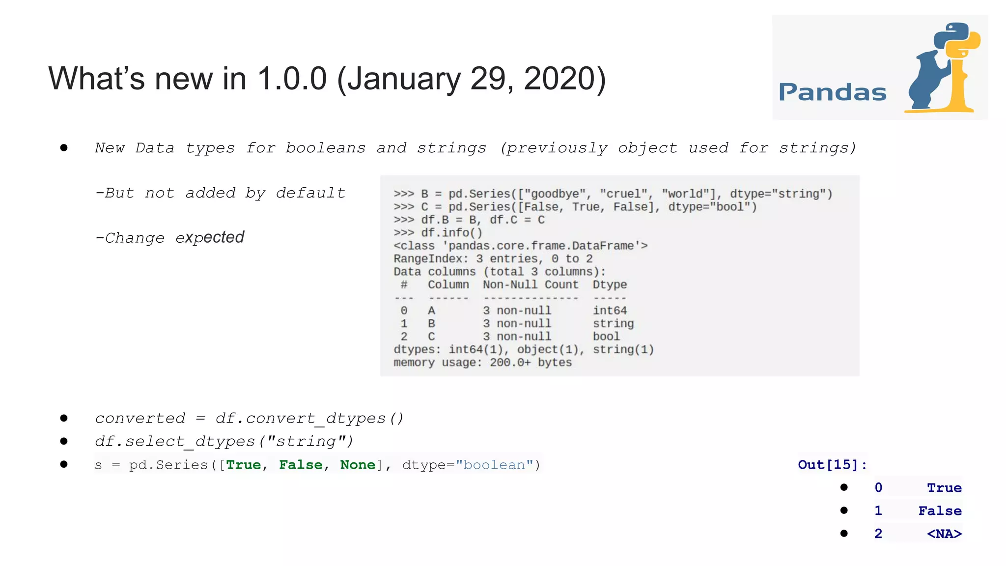 What’s new in Pandas v1.0? | PPT