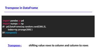 Python Pandas Data Analysis & Data Science Notes PPT | PPTX
