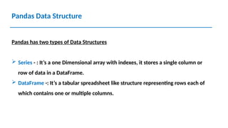 Python Pandas Data Analysis & Data Science Notes PPT | PPTX