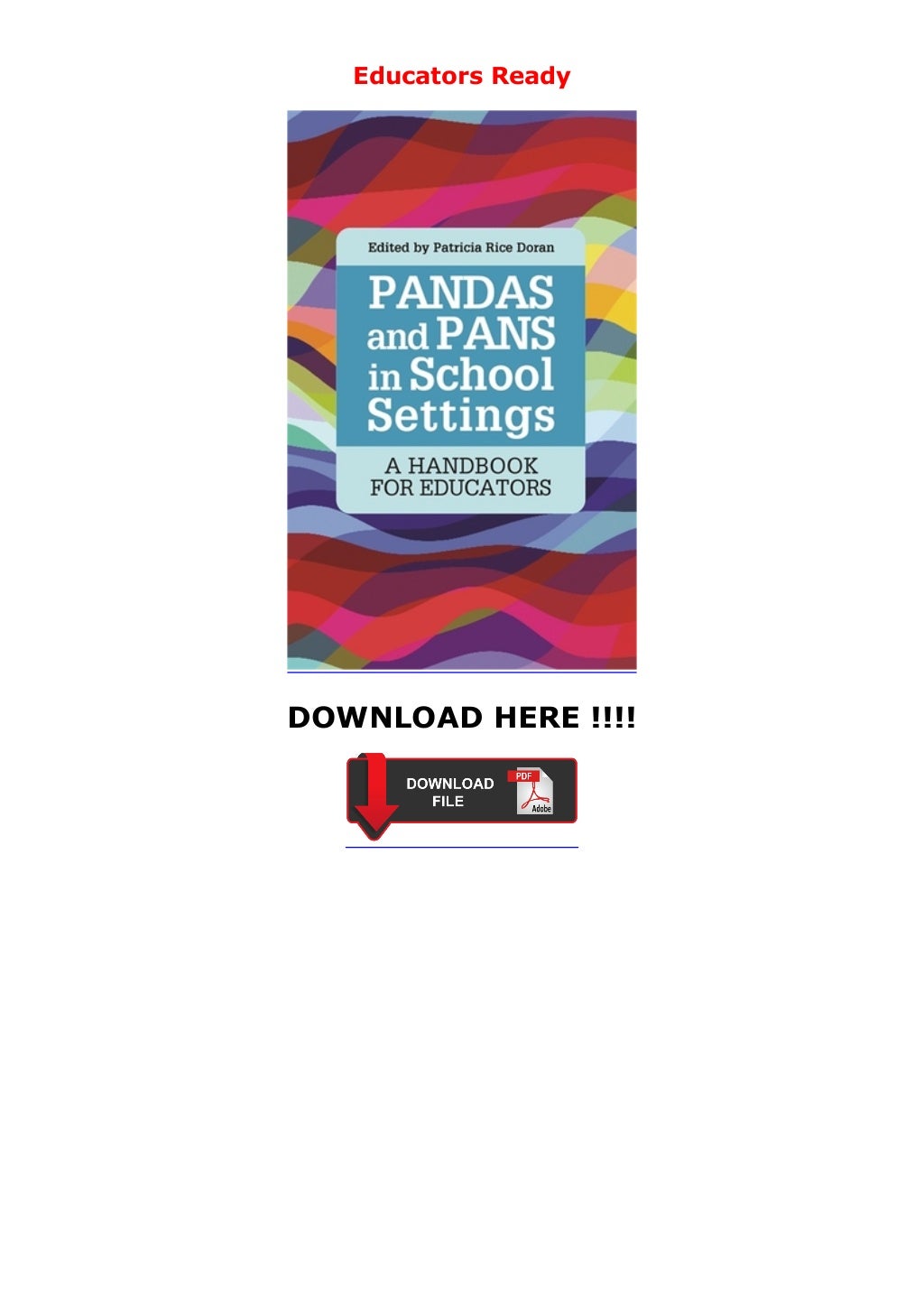 Doc Pandas And Pans In School Settings A Handbook For Educators Ready Doc Pandas And Pans In School Settings A Handbook For Educators Ready