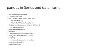 pandas for series and dataframe.pptx | Free Download
