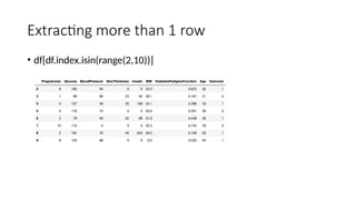 Extracting more than 1 row
• df[df.index.isin(range(2,10))]
 