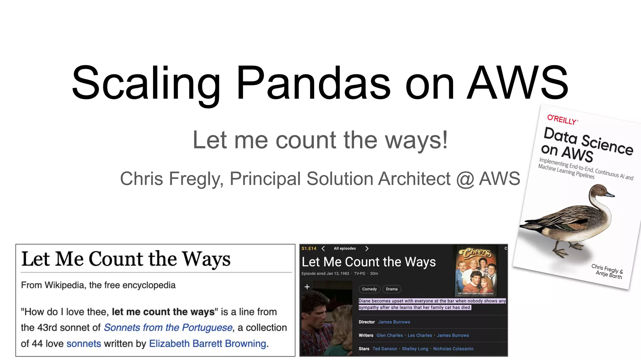 Scaling Pandas on AWS
Let me count the ways!
Chris Fregly, Principal Solution Architect @ AWS
 