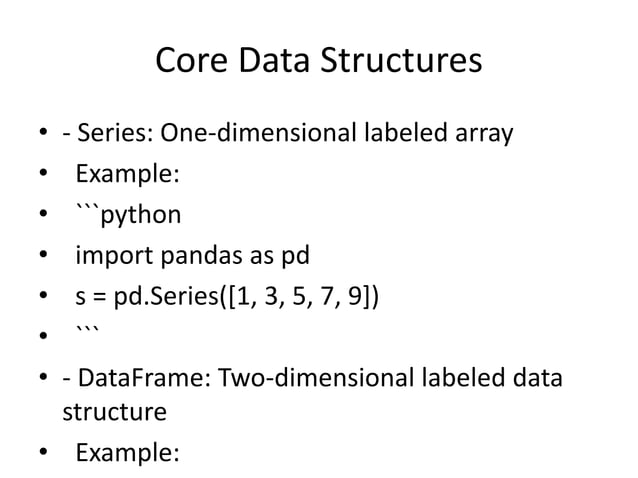 Detailed explanation about python pandas library | PPT