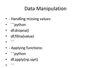 Detailed explanation about python pandas library | PPT