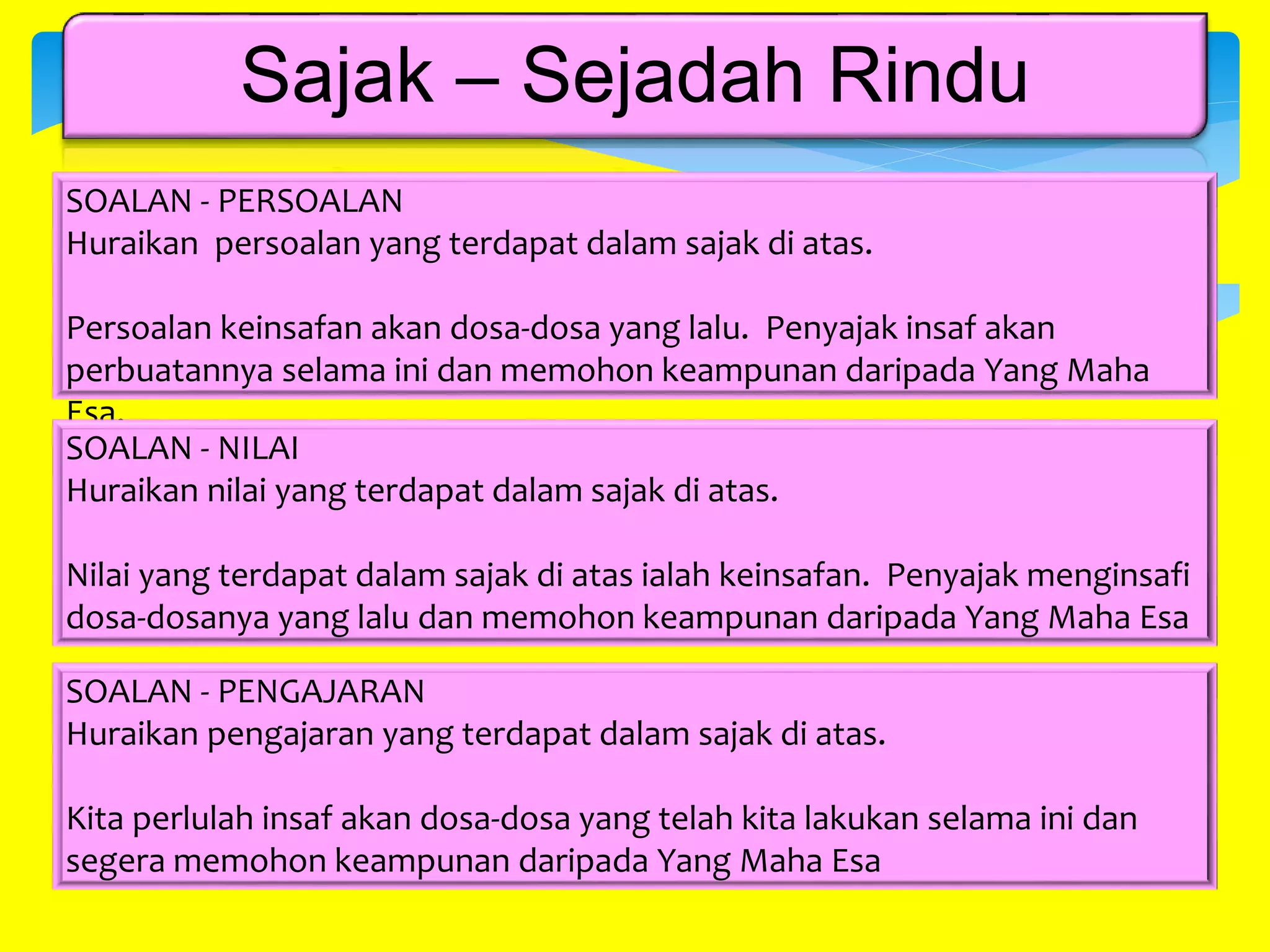 Sejadah Rindu Sejadah Rindu | PPTX