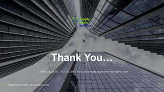 Thank You…
Supply Chain Insights LLC Copyright © 2020
LORA CECERE, FOUNDER | lora.cecere@supplychaininsights.com
 